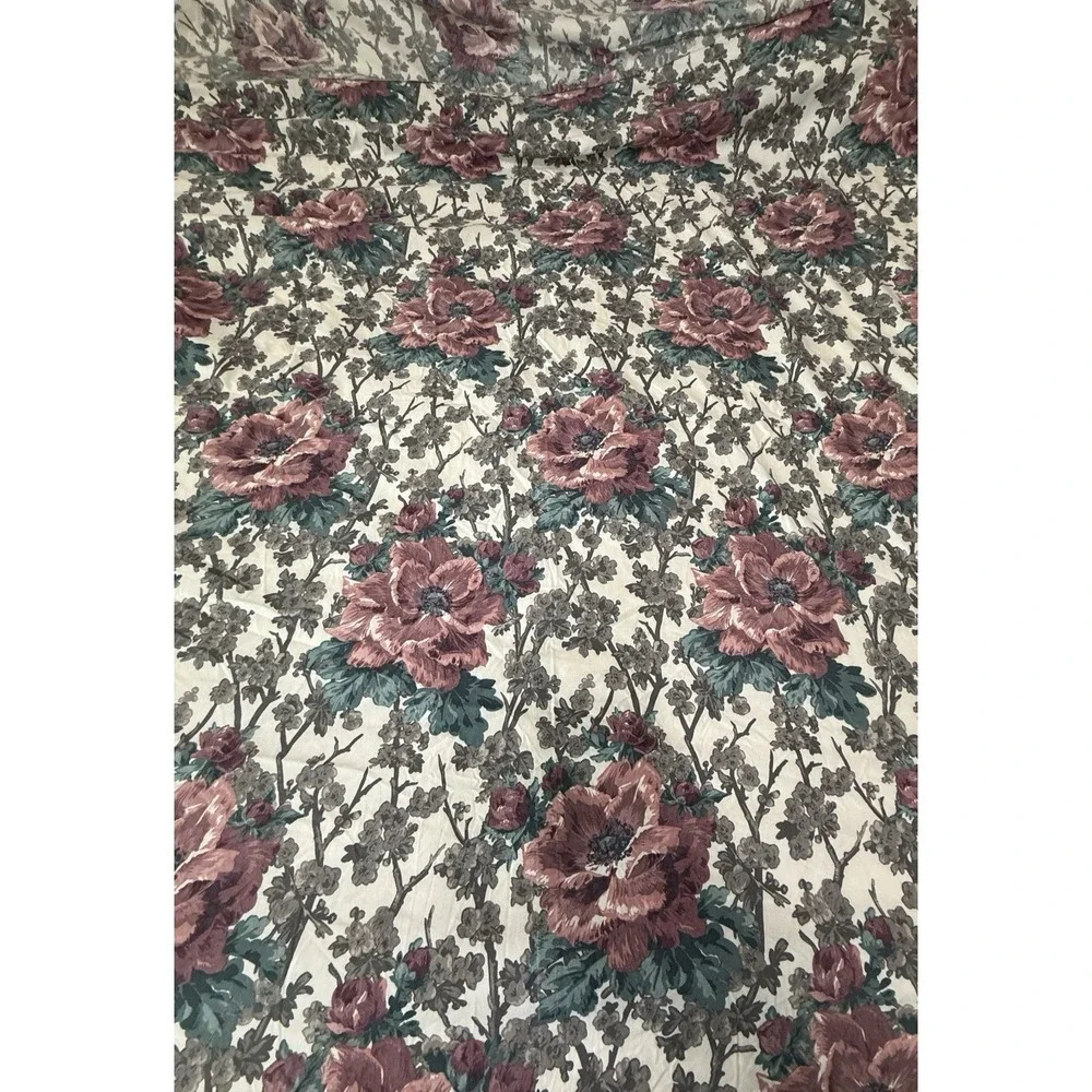 Vtg Floral King Flat Sheet Victorian Dark Romantic Percale Windsor 1989‎